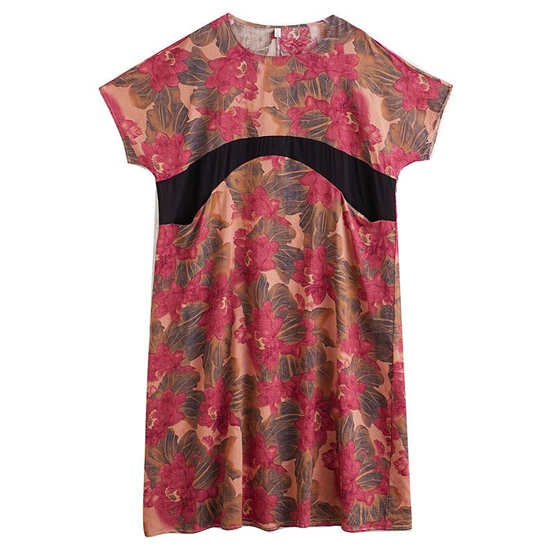 Новое хлопковое винтажное платье с цветочным принтом больших размеров с коротким рукавом для женщин, повседневное свободное длинное летнее платье