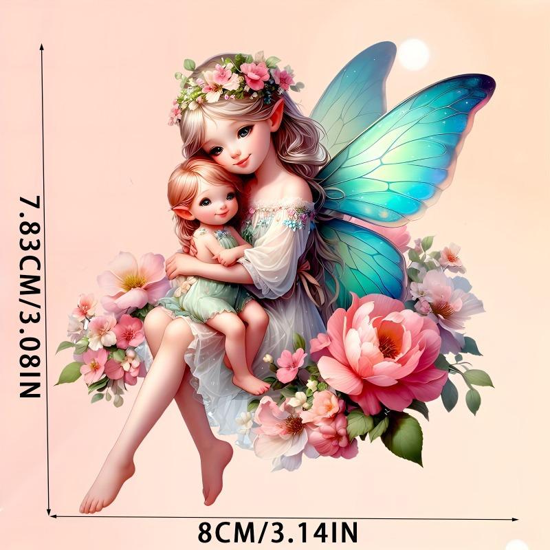 Розовый цветок ангел фея с крыльями эльф акриловый плоский 2D брелок подвеска зеркало заднего вида автомобиля листинг