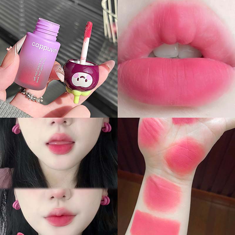 Guava Pink Matte Velvet Lip Gloss Mist Matte Lip Mud Waterproof Non-Stick Cup Lip Glaze Non-drying Liquid Lipstick Korean Makeup