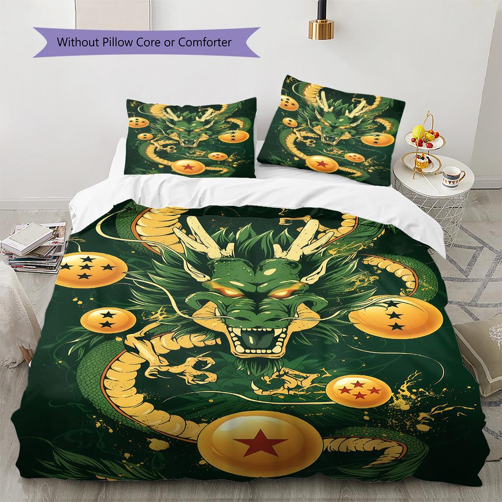 Dragon Ball Energy Themed Bedding Set Soft Microfiber Duvet Cover Durable Breathable for Bedroom Hotel