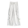 High Waist Flip Straight Work Pants for Women's Spring and Summer Thin Pants Casual and Versatile Loose Wide-leg Pants