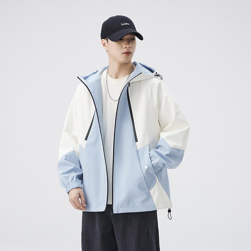 Color Matching Jacket Loose Contrasting Color Splicing Trend Casual Outdoor Windproof Jacket Hooded Jacket New In Spring and Autumn