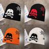 Шапка Вязаная Модная С Вышитым Дизайном Черепа И Паутины Хэллоуин Для