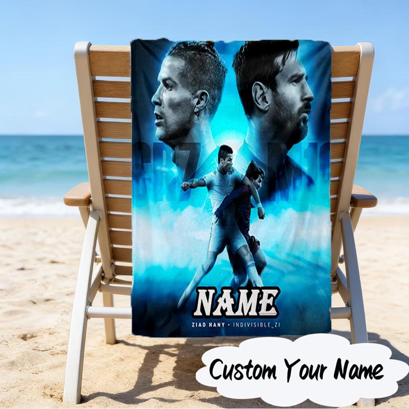 Custom Name Messi's Fiery Legacy Microfiber Beach Towel Super Soft & Absorbent for Bath, Beach, Travel  Bath Time Accessory, Fan gifts