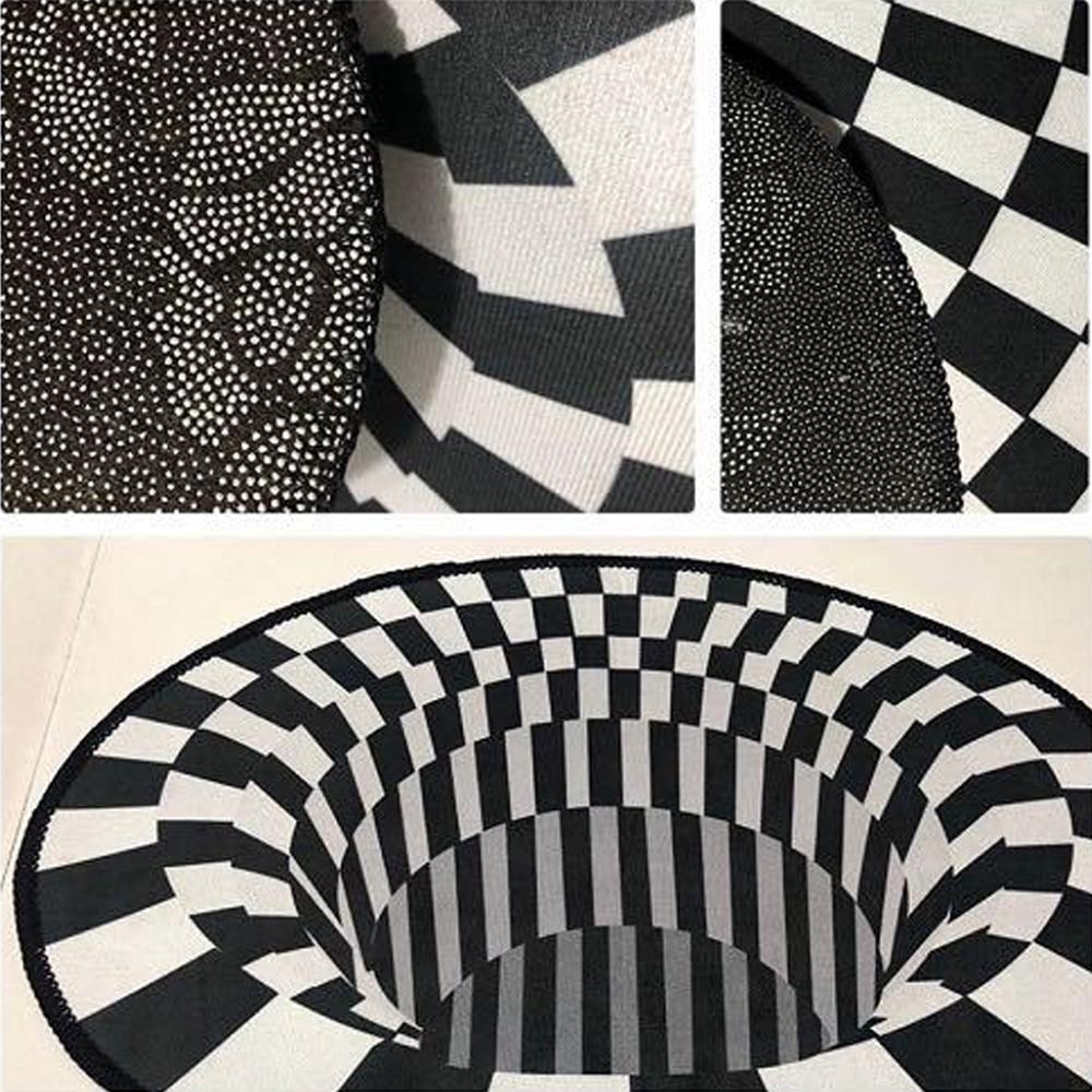 Ковер Stereo Vision, круглый черно-белый коврик для гостиной, 3D Illusion Vision, 3D ковер, ковер для домашнего декора