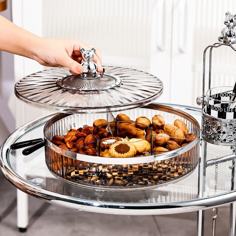 Разделенная тарелка для закусок с фруктами, сервировочный поднос, стойка с крышкой, отделение для хранения конфет, орехов, сухофруктов, пластиковая тарелка