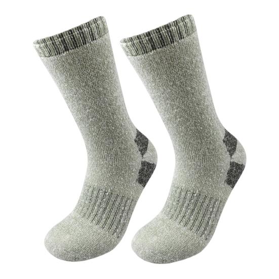 Men Fleece-Lined Socks Winter Thermal Hiking Socks Thick Warm Terry Mid-Calf Socks for Outdoor Sports Skiing Running Daily Wear
