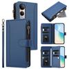 For Vivo V50 Lite 4G/vivo V50 Lite 5G Leather Case 9 Card Slots Zipper Wallet Stand Phone Cover with Wrist Strap