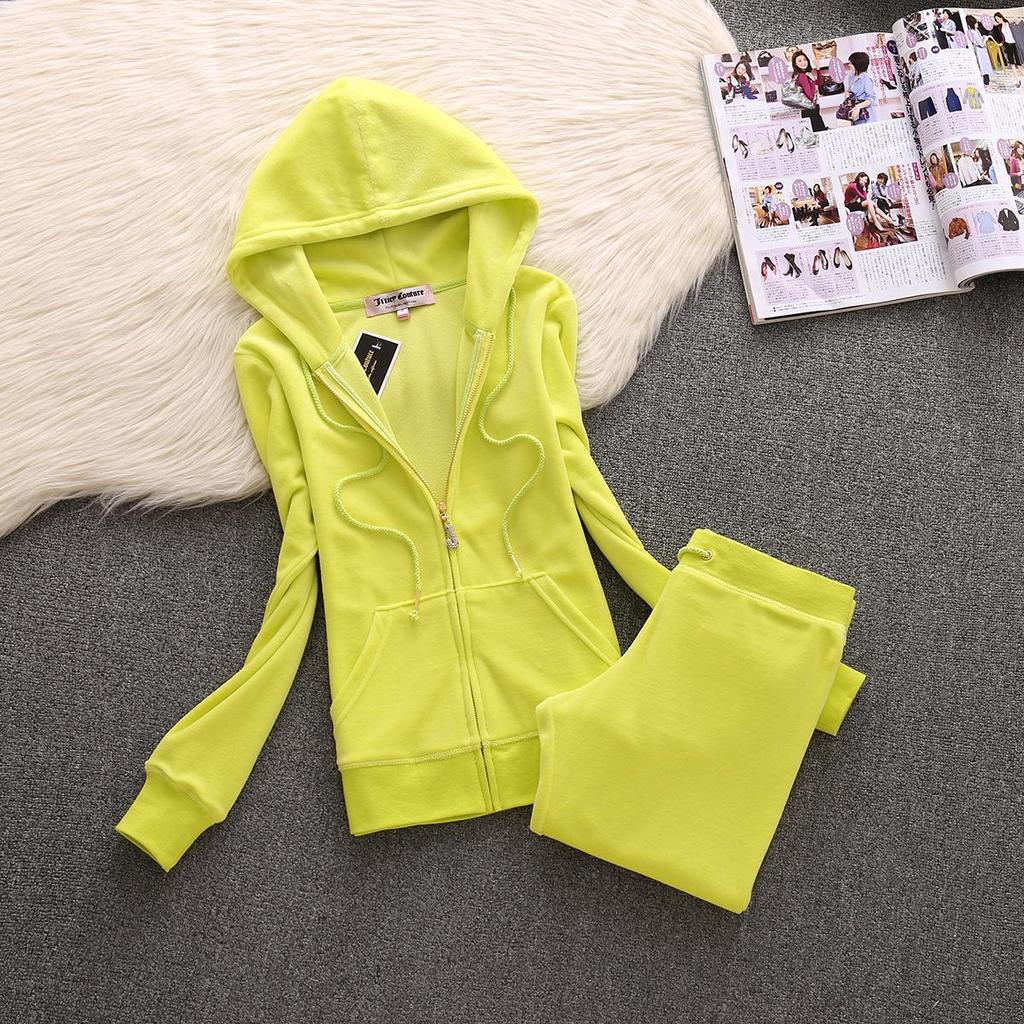 Европейский весенне-осенний спортивный костюм JC Fashion из золотого велюра для женщин с деталями из страз в виде букв