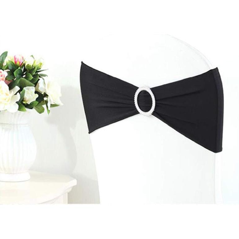 Tosnail 50 Pack Spandex Chair Sashes Wedding Chair Decoration Party Chairs Covers - Black