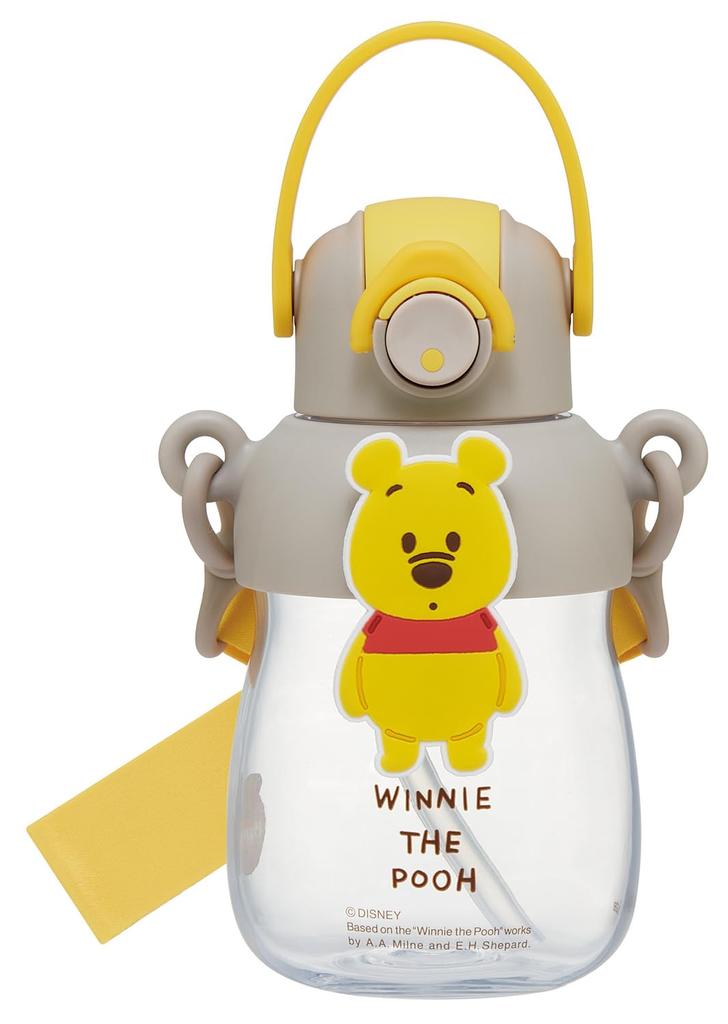 Бутылка для воды Disney Винни-Пух для скейтера с резиновой крышкой и плечевым ремнем, Фигурка, Поильник, 650 мл, Открывается одним нажатием, Функциональная, Ручка, (PRMC7ST-A)