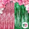4 Pack 3.28 X 8.2 Ft Green And Pink Tinsel Foil Fringe Curtain Glitter Streamers Backdrop Party Decoration For Wicked Themed Par