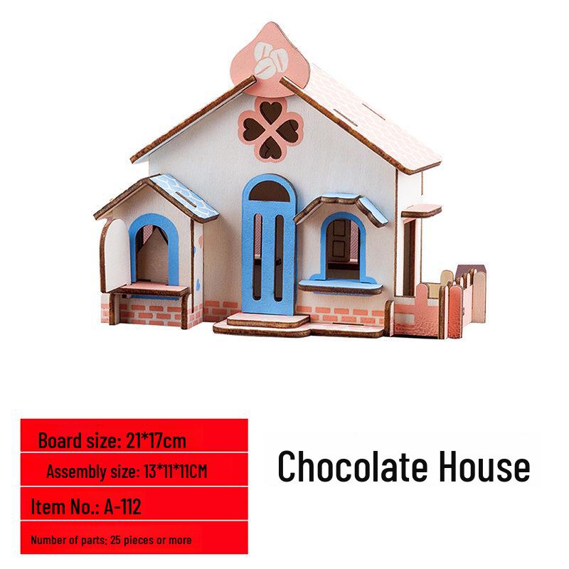 3D деревянная модель дома-головоломки: Развивающая игрушка для раннего обучения детей