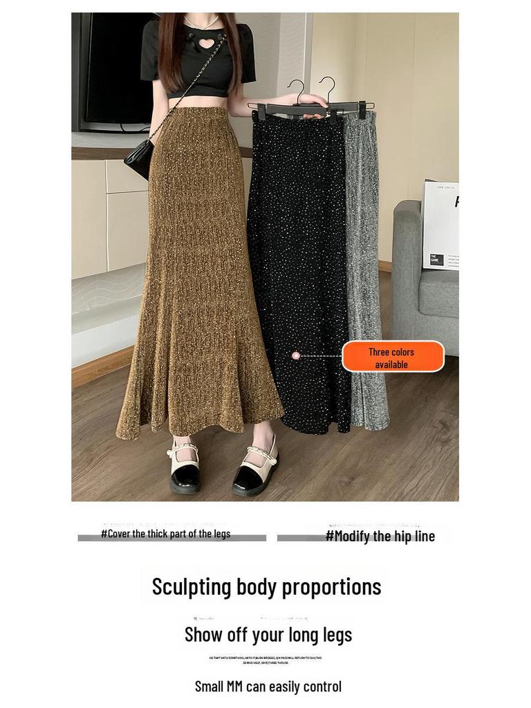 2024 Весна/Лето Ретро Узкая Длинная Женская Юбка с Высокой Талией: Корейский стиль All-Match