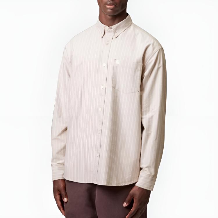 Carhartt WIP FW25 Рубашка в полоску Cassel Удобная Простая Свободная Рубашка с длинным рукавом Мужские рубашки I035327-35E-XX