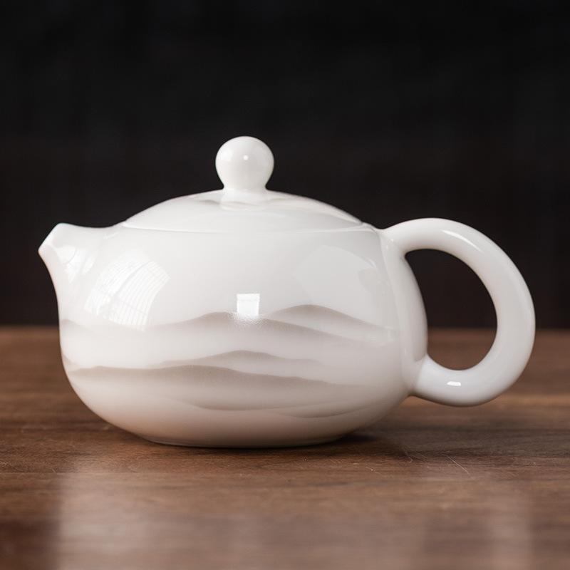 Чайник луч один горшок и две чашки жирный нефрит фарфор легкая роскошь набор для чая кунг-фу чашка Куайкэ высококлассная парчовая коробка подарочная коробка