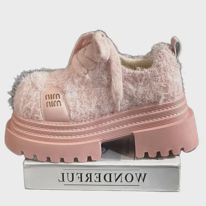 Золотые бархатные мокасины на платформе со шнуровкой 2025 года: Меховая обувь, увеличивающая рост, для миниатюрных женщин