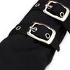 Women Half Finger Metal Buckle Belt Rivet Punk Hip Hop Party Cosplay Dance Mitten Black Fingerless Milk Silk Glove Cuff R46