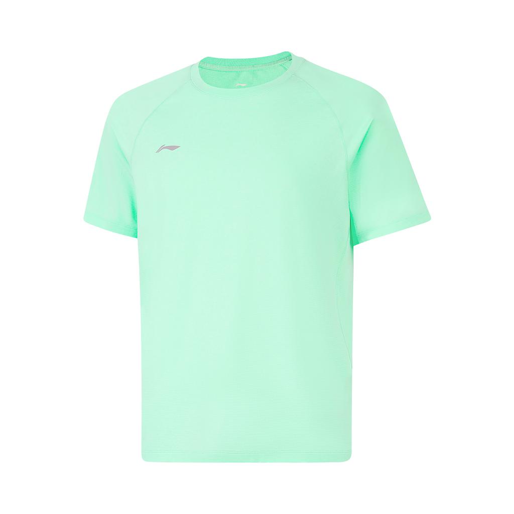 Li Ning Серия Спортивный Стиль Однотонная Дышащая Универсальная Повседневная Футболка с Коротким Рукавом Мужская Футболки Небесно-Зеленый ATSV437-3
