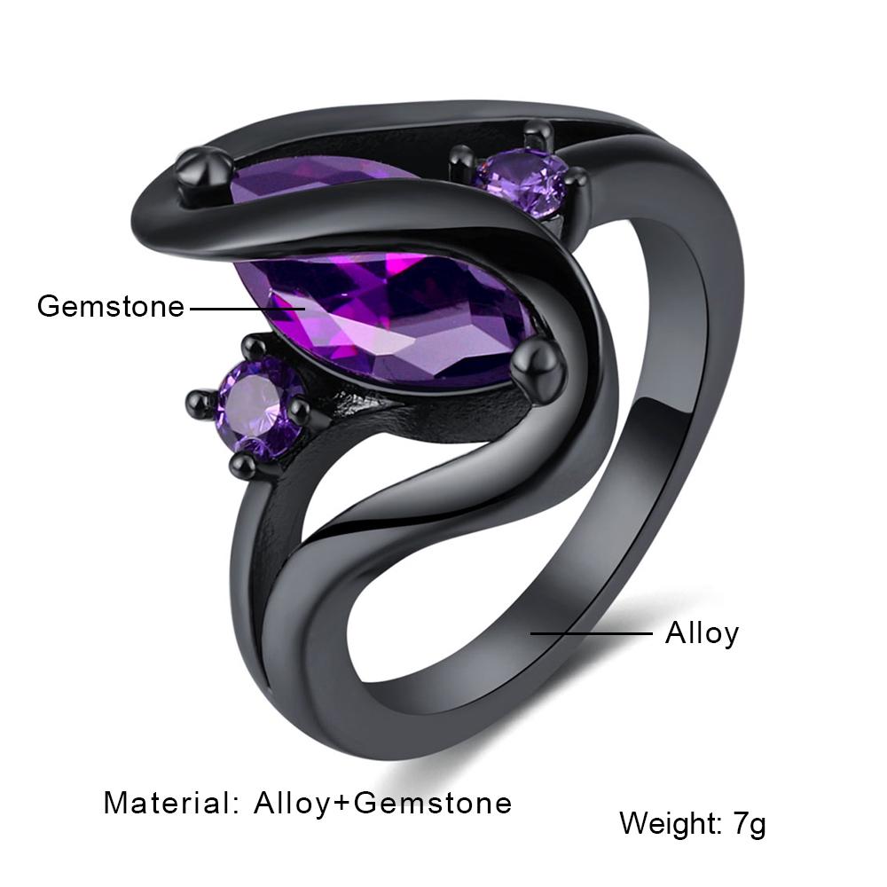Hot Fashion Luxury Retro Purple Zircon Crystal Colorful Ring Female Wedding Engagement Jewelry Ring