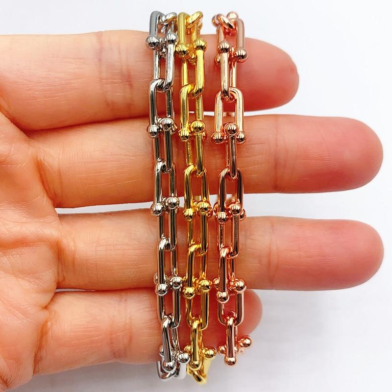 S925 Sterling Silver High Quality Thin U-Shape Trendy Bracelet Women Logo Genuine Jewelry Valentine Gift