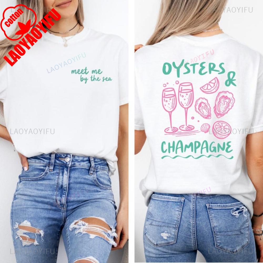 Oyster Graphic T Shirts Seafood Coastal Aesthetic Women Unisex Cotton Tshirt Retro Summer Beach Foodie Gift Vintage Design Tops