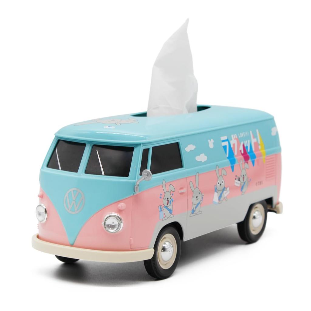 Декоративный держатель для салфеток в игровую комнату T1 Автобус Rappy с чашкой АБС-пластик CAMSHOP.JP Чехол, Держатель, Розовый,