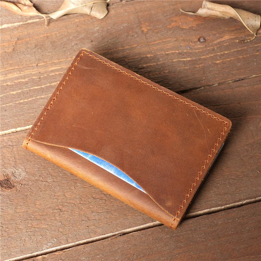 Кожаный мужской держатель для кредитных карт Crazy Horse, тонкий тонкий футляр для удостоверений личности, бумажник в стиле ретро, кошельки из натуральной воловьей кожи для мужчин
