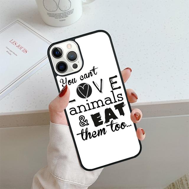 Vegan Love Animal Phone Case For iPhone 17 Air 13 12 14 15 16 Cover For Apple 14 15 16 Pro Max Plus Coque