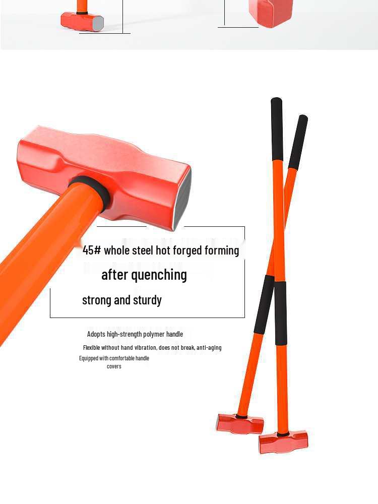 Сверхпрочный большой кувалда: Взрывозащищенный стальной молоток каменщика, восьмигранный, с ручкой, для колки камня и стен.