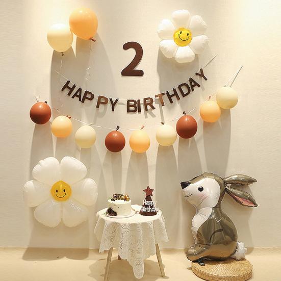 3Pcs Rabbit Balloon Cartoon Animal Long Ears Inflatable Aluminum Foil Happy