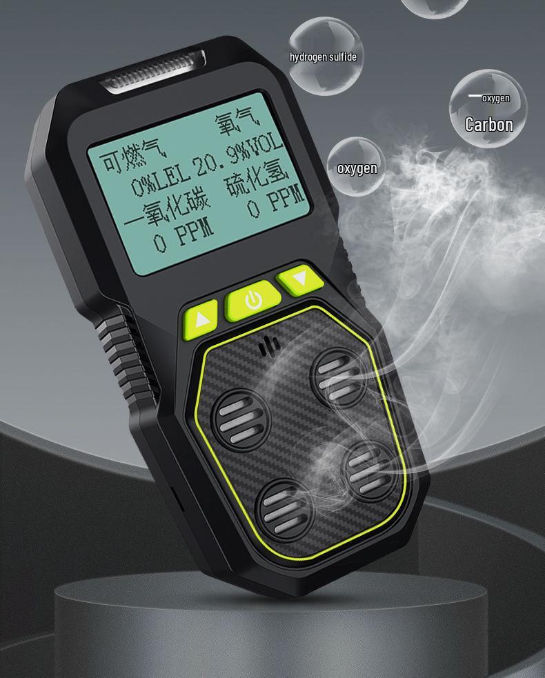 Portable 4-in-1 Gas Detector: Combustible, Oxygen, Hydrogen Sulfide, Carbon Monoxide