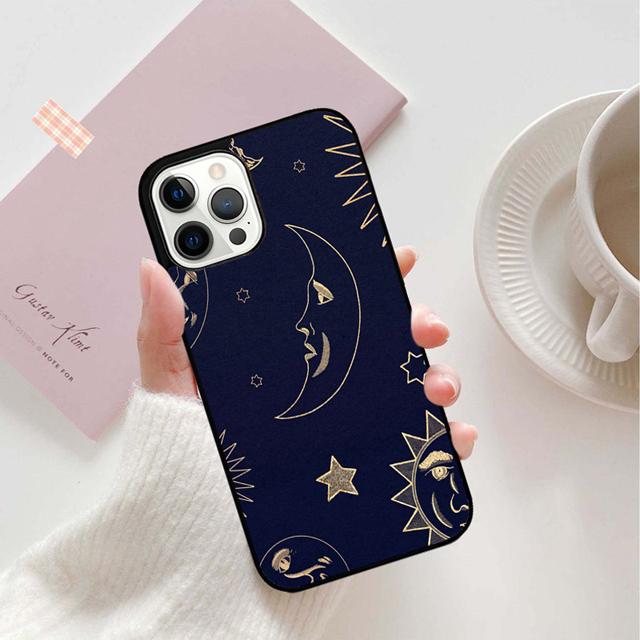 Чехол для телефона 'Солнце Луна Звезды' Задняя крышка для iPhone 17 Air 16 15 14 13 11 12 Pro Max Plus Корпус Coque
