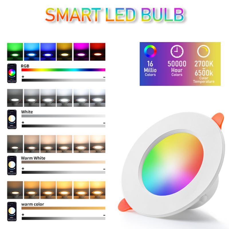 Tuya Smart LED Lamp With Bluetooth Downlight Round Spot Light 10W RGB Color Changeing встраиваемые светодиодные точечные светильники для потолка