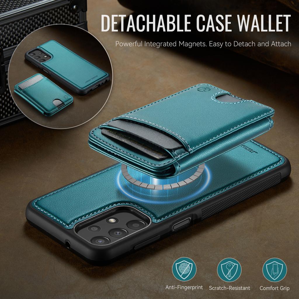 For Samsung Galaxy A23 5G (Global)/Galaxy A23 4G Magnetic Case JEEHOOD J10 Leather Back Phone Cover with Detachable Card Holder Kickstand