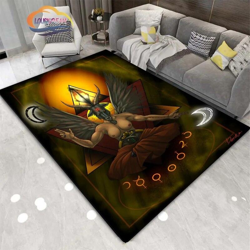 Demon Goat Baphomet carpet-Satanic Skull Inverted Pentagram Area Rug-Gothic Satanic Rug-Living Room Bedroom Decorative Floor Mat