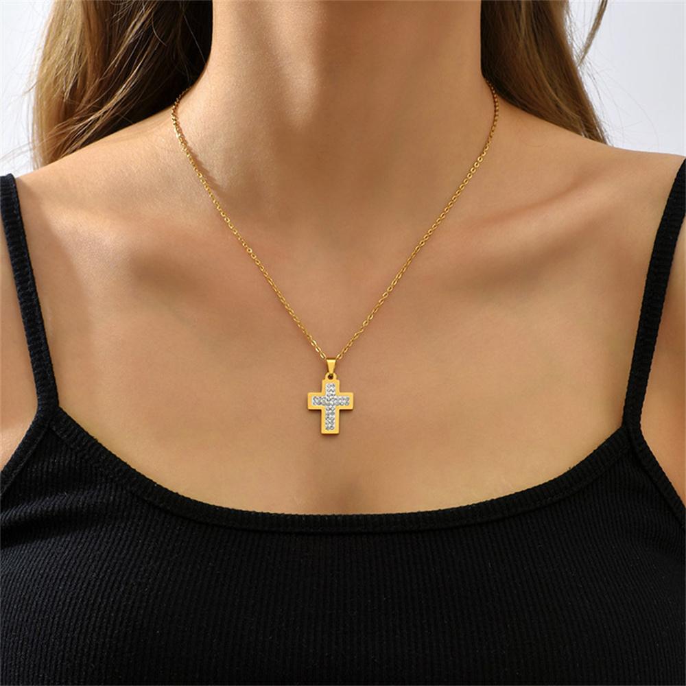 Fashion Small Jesus Cross Pendants Female Gold Color Stainless Steel Christian Necklace For Women Religious Jewelry Gift