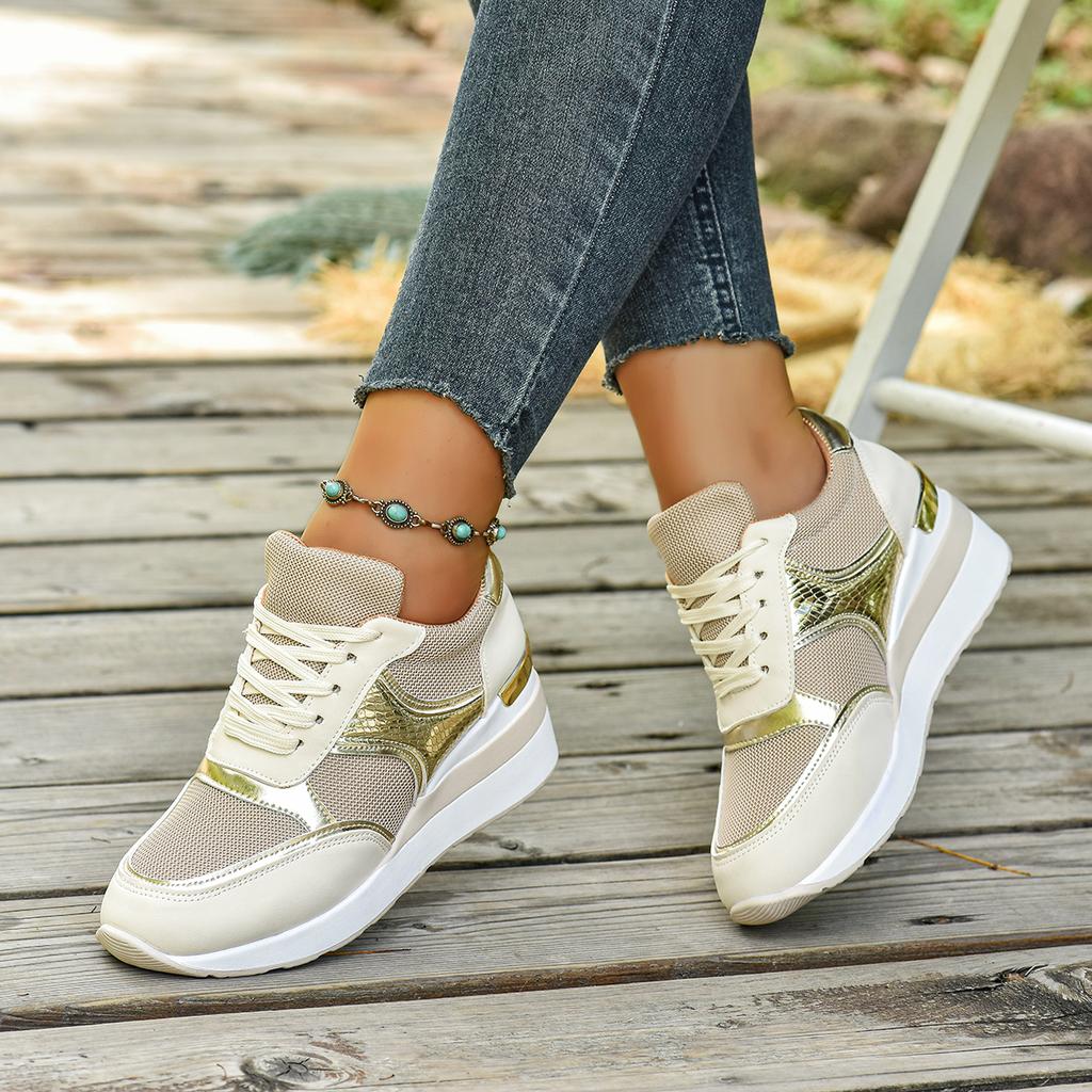 Women's Lightweight Wedge Sneakers Fashion Lace Up Running Shoes for Women Casual Comfortable Walking Shoes Plus Size