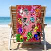 proof beach towel with a Sprunki Game3 pattern - soft,absorbent,quick-drying,machine washable - perfect for swimming,camping,bathing