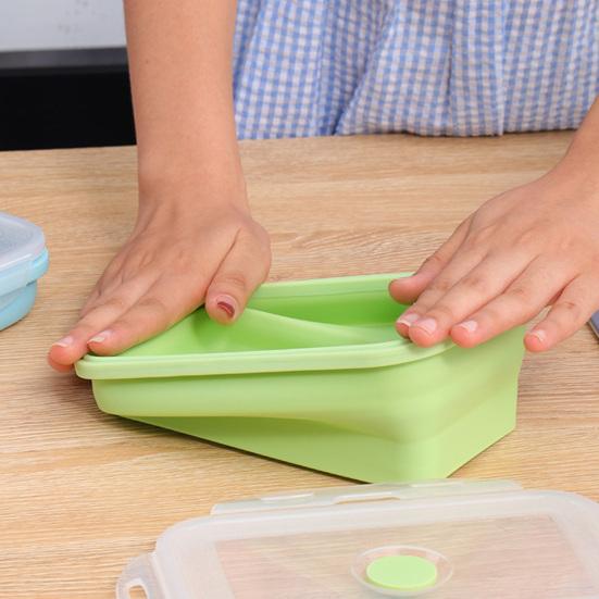 350 мл/800 мл силиконовый складной ланч-бокс портативный легкий контейнер для хранения еды для офиса, школы, дома