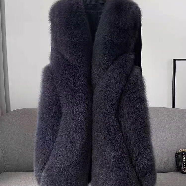 2024 Новый жилет из искусственного меха лисы для женщин, средний и длинный, осенне-зимний жилет, модная повседневная облегающая куртка, женская одежда
