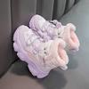 Cute Snow Boots Warm Cozy Girls Winter Snow Boots High Top Sneakers Elastic Lace Closure Fleece Lined Outdoor Fun