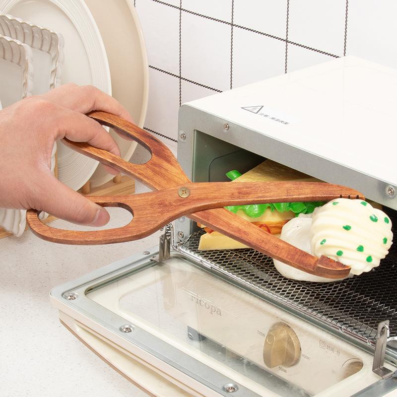 Bamboo Non-Stick Food Clips Barbecue Tongs Bread Buffet Folder Meat Beef Salad Clamps Home Kitchen Cooking Accessories