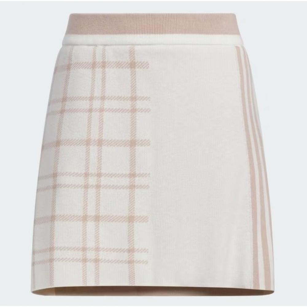 Adidas Golf Fw Women S Knitted Pulley faShion 3S Check Skirt iS4756 Ivory