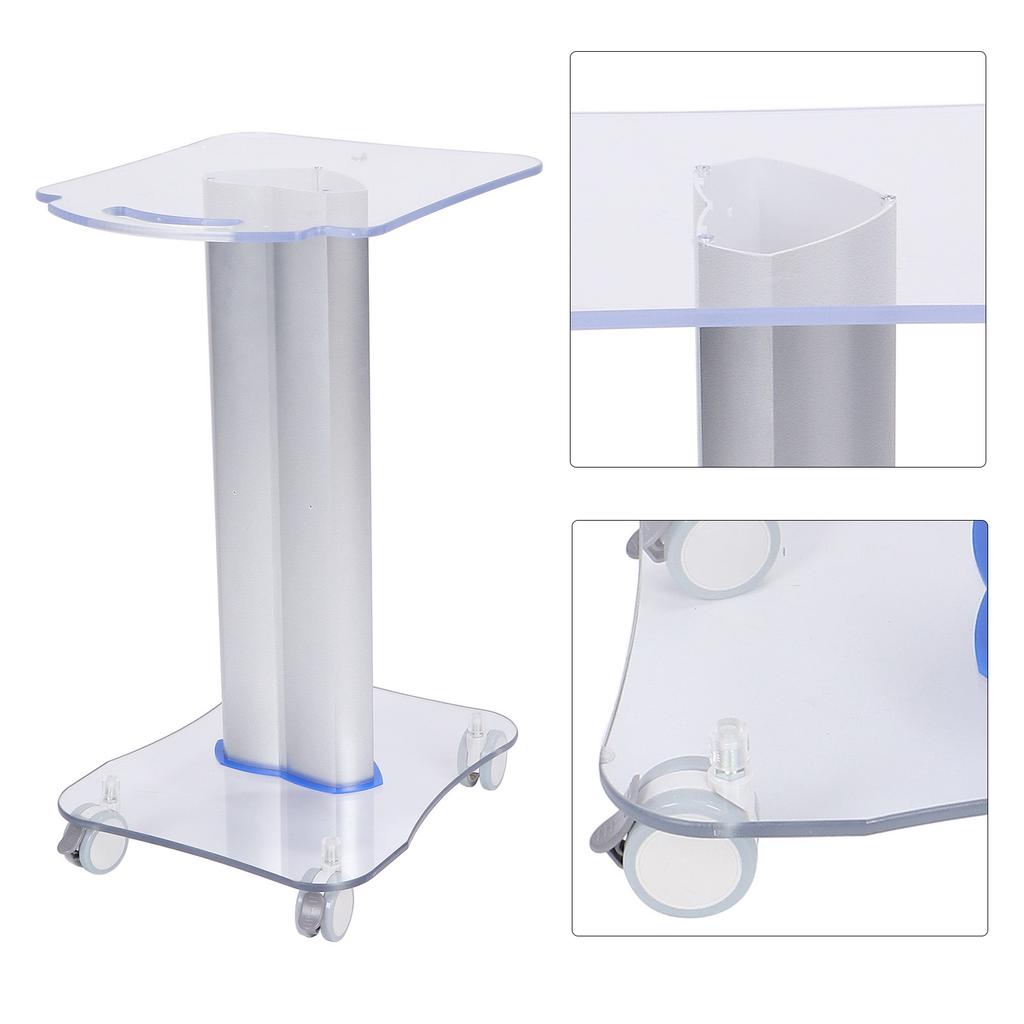 Plexiglass Beauty Salon Trolley Salon Use Pedestal Rolling Cart Wheel Aluminum Stand