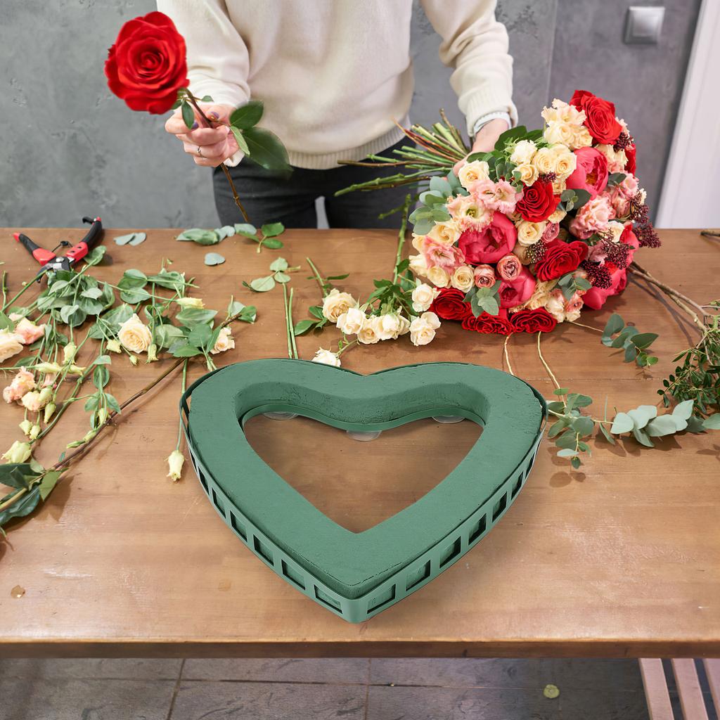 Heart Shape Flower Holder Wedding Car Floral Foams Heart Flower Arrangement Foams Mud Base W/ Suction Cup Flower Holder Brick