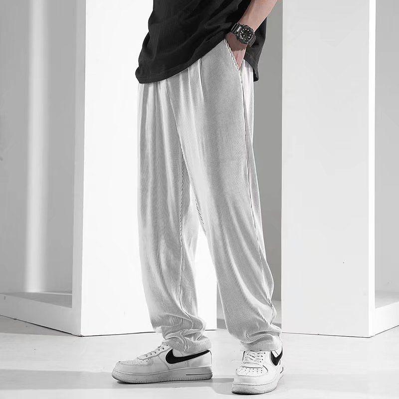 Мужские брюки свободного покроя Nine-Point в гонконгском стиле с широкими штанинами