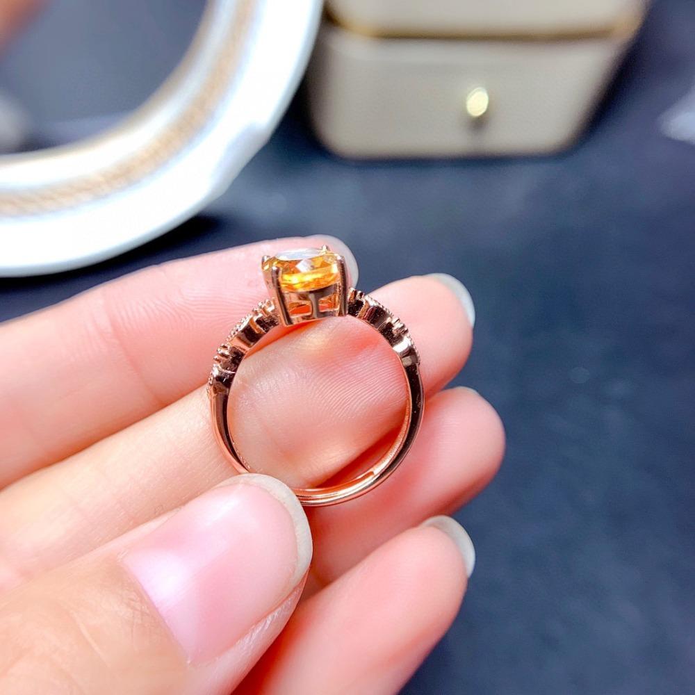 18k Rose Gold Plated Morganite Yellow Diamond Oval Ring for Women Imitation Citrine Elegant Jewelry