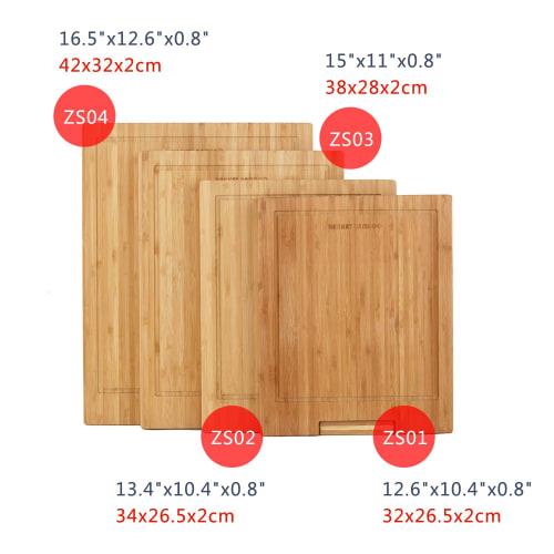 HANKEY Cutting Board, Natural Bamboo with Stand, Pizza Cutting Board, Kitchen Board, Round Cutting Board, Antibacterial (Square, 34*26cm)