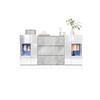 Buffet Élégant, 2 Portes Et 3 Tiroirs - Plateau En Marbre Blanc Et Gris Brillant, Éclairage LED 16 Couleurs, 140 X 35 X 75 Cm